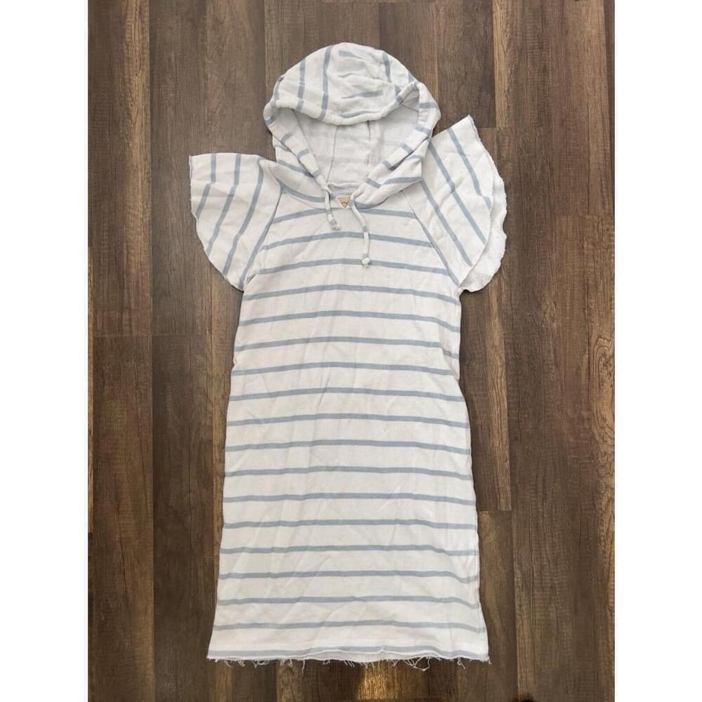 CHASER Jersey Swim Dress Pacific blue and white Stripe size Small Flutter Sleeve